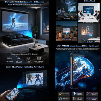 Unihertz 8849 Tank 4 Night Vision Projector Rugged Phone, 12GB+512GB, 6.78 inch Android 14 Dimensity 7300 MT6878 Octa Core, Network: 5G, NFC