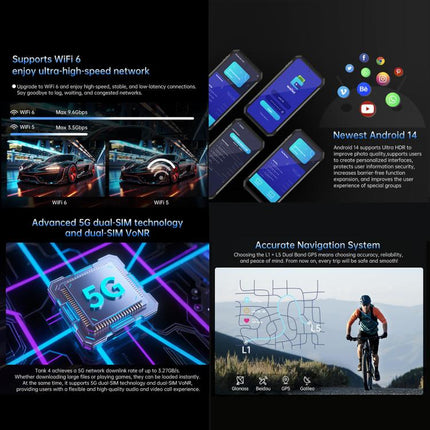 Unihertz 8849 Tank 4 Night Vision Projector Rugged Phone, 12GB+512GB, 6.78 inch Android 14 Dimensity 7300 MT6878 Octa Core, Network: 5G, NFC, Tank 4 12GB+512GB