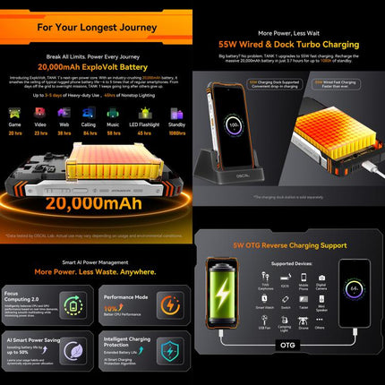 Blackview Oscal TANK 1, 12GB+256GB, 6.78 inch Android 15 DokeOS 4.2 Mediatek Dimensity 7050 Octa Core, Network: 5G, OTG, NFC, 12GB+256GB