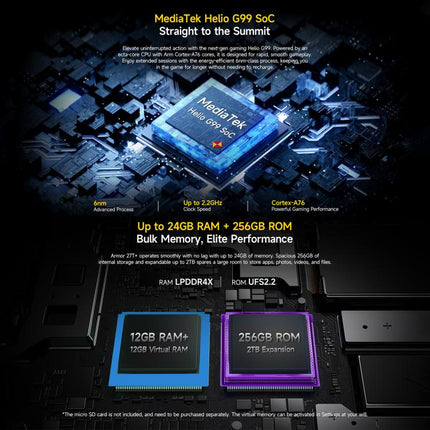 Ulefone Armor 27T+ Rugged Phone, 12GB+256GB, Thermal Imager, Night Vision, 10600mAh, 6.78 inch Android 14 MediaTek Helio G99 Octa Core, Network: 4G, NFC, OTG, Armor 27T+