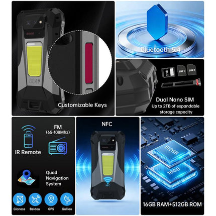 Unihertz 8849Tank X Projector Rugged Phone, 16GB+512GB, Side Fingerprint, Night Vision, 6.78 inch Android 15 MediaTek Dimensity 8200 Octa Core, Network: 5G, NFC, Tank X 16GB+512GB
