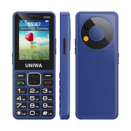 UNIWA V2000 Elder Keypad Phone, 2.4 inch Unisoc T107, 1700mAh Battery, LED Flashlight, SOS, Network: 4G, EU Plug