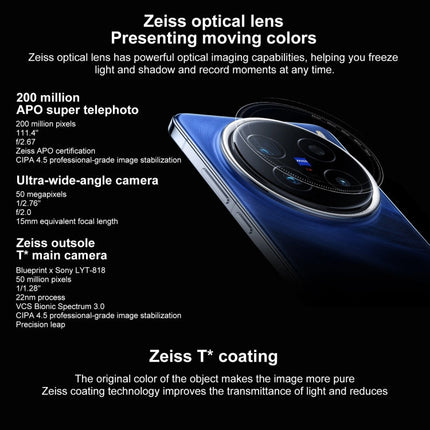 vivo X200 Pro, 16GB+1TB, Face ID / Screen Fingerprint Identification, 6.78 inch Android 15 Dimensity 9400 Octa Core, OTG, NFC, Network: 5G, Support Google Play