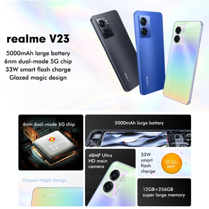 Dual Back Cameras, Side Fingerprint Identification, 5000mAh Battery, 6.58 inch Realme UI 3.0 / Android 12 MediaTek Dimensity 810 Octa Core up to 2.4GHz, Network: 5G, Support Google Play