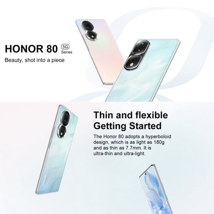Triple Back Cameras, Screen Fingerprint Identification, 6.67 inch Magic UI 7.0 Qualcomm Snapdragon 782G Octa Core up to  2.7GHz, Network: 5G, OTG, NFC, Not Support Google Play, Honor 80 5G, 8GB+256GB