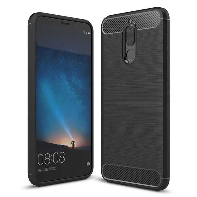 For Huawei  Mate 10 Lite Brushed Carbon Fiber Texture TPU Shockproof Anti-slip Soft Protective Back Cover Case, For Mate 10 Lite