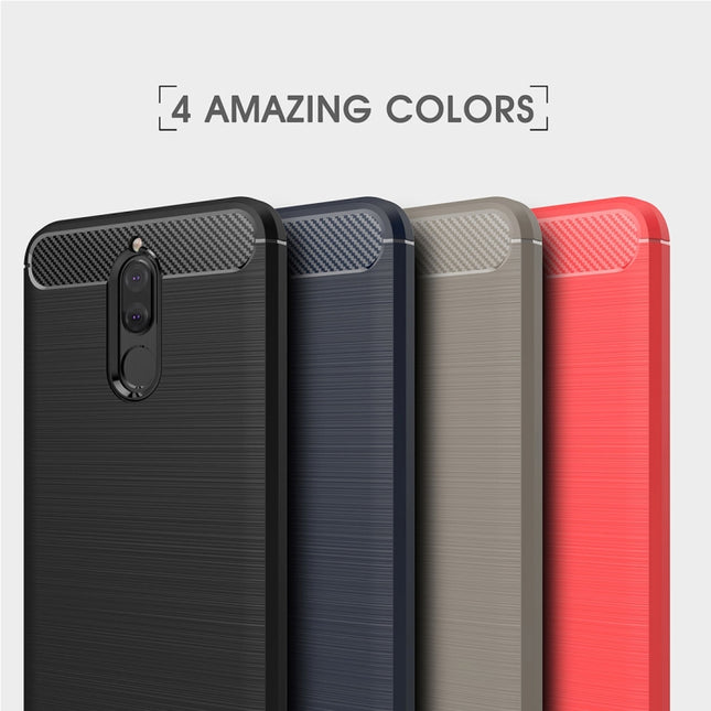 For Huawei  Mate 10 Lite Brushed Carbon Fiber Texture TPU Shockproof Anti-slip Soft Protective Back Cover Case, For Mate 10 Lite