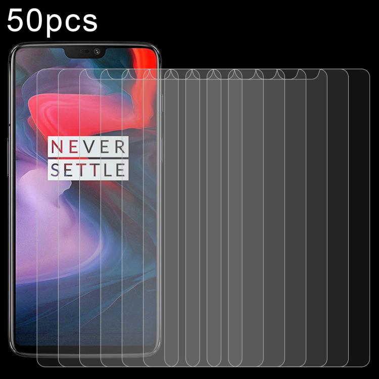 50 PCS 0.26mm 9H 2.5D Tempered Glass Film for OnePlus 6, For 6 (50 PCS)