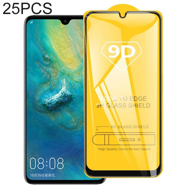 25 PCS For Huawei Nova 5T 9D Full Glue Full Screen Tempered Glass Film