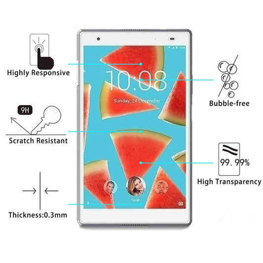 For Lenovo Tab4 8 Plus / TB-8704 / TB-8704F 0.3mm 9H Surface Hardness Tempered Glass Screen Protector, For TB-8704