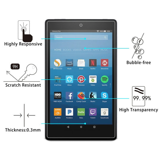 0.3mm 9H Full Screen Tempered Glass Film for Amazon Kindle Fire HD 8 2017, For Fire HD 8 2017 (1pc)