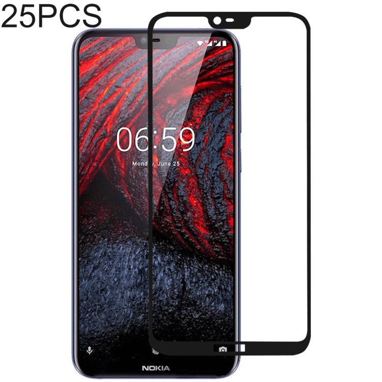 25 PCS Full Glue Full Cover Screen Protector Tempered Glass film for Nokia 6.1 Plus / X6, For Nokia 6.1 Plus / X6