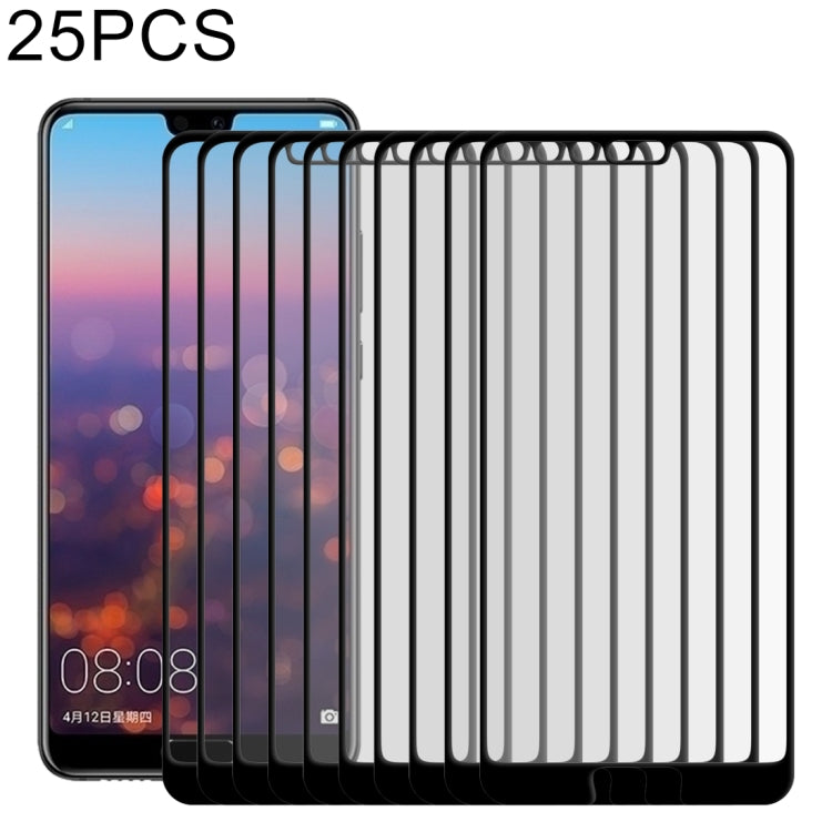 25 PCS 9H Silk Print Full Screen Full Tempered Glass Film for Huawei P20, For Huawei P20 (25 PCS)