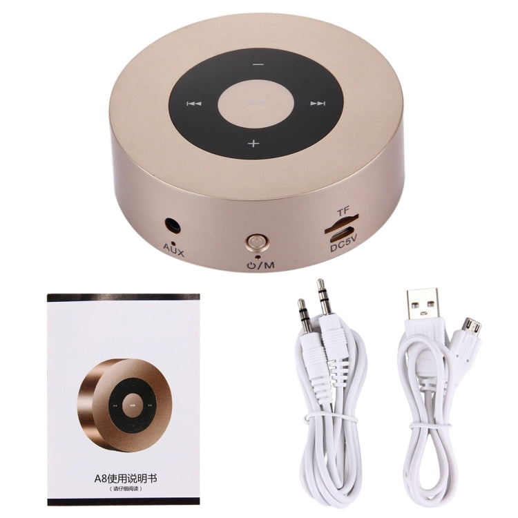 A8 Portable Stereo Bluetooth Speaker Built-in MIC, Support Hands-free Calls / TF Card / AUX IN, Pink, Gold, Grey, Red, Silver