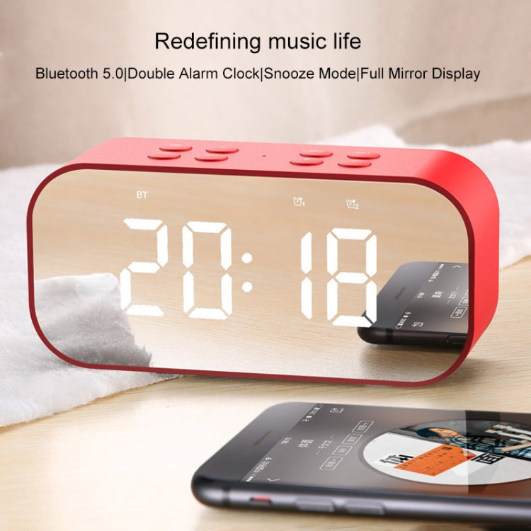 AEC BT501 Bluetooth 5.0 Mini Speaker with LED & Alarm Clock & Clock & Mirror, Support 32G TF Card, BT501