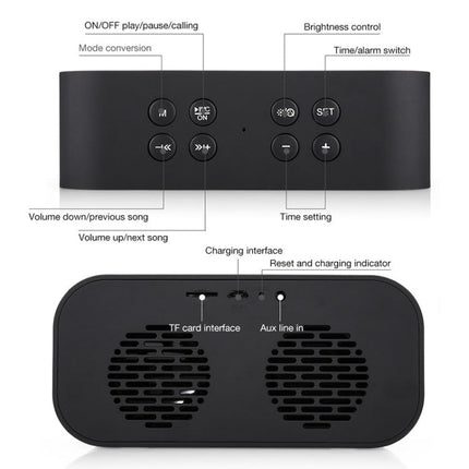 AEC BT501 Bluetooth 5.0 Mini Speaker with LED & Alarm Clock & Clock & Mirror, Support 32G TF Card
