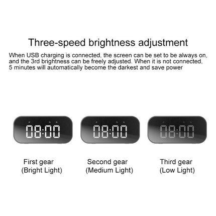 AEC BT501 Bluetooth 5.0 Mini Speaker with LED & Alarm Clock & Clock & Mirror, Support 32G TF Card