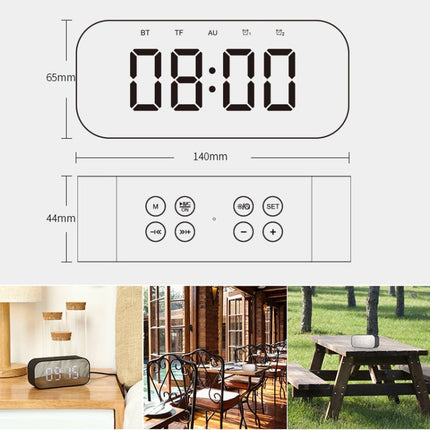 AEC BT501 Bluetooth 5.0 Mini Speaker with LED & Alarm Clock & Clock & Mirror, Support 32G TF Card