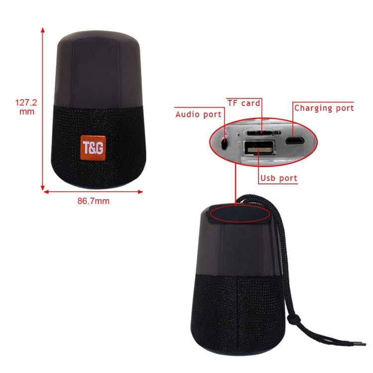 T&G TG168 Portable Wireless Bluetooth V5.0 Stereo Speaker with Handle, Built-in MIC, Support Flashing LED Light & TF Card & U Disk & AUX IN & FM, TG168