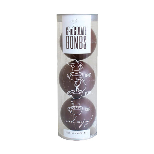 Trio of dark chocolate bombs with mini marshmallows in acetate tube - VAT FREE