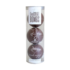 Trio of dark chocolate bombs with mini marshmallows in acetate tube - VAT FREE