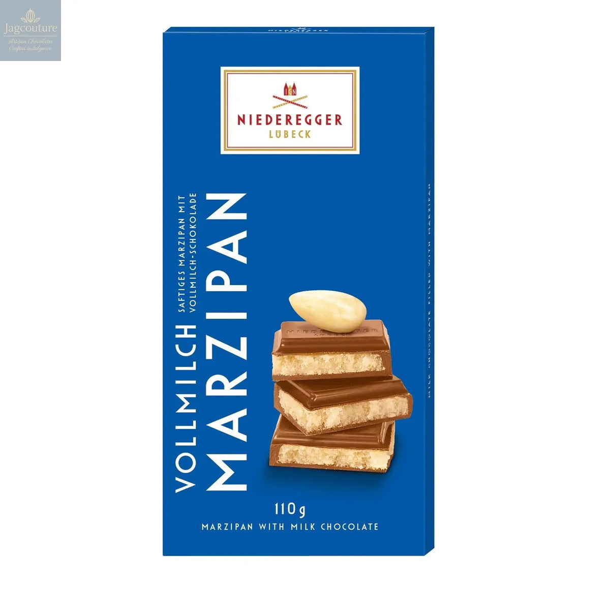 Milk chocolate covered marzipan bar