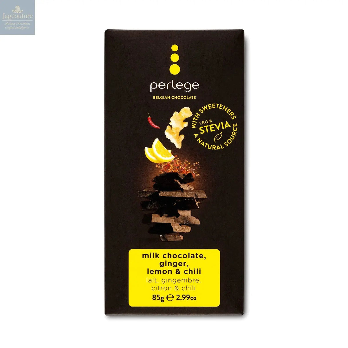 Milk chocolate tablet with ginger, lemon & chilli