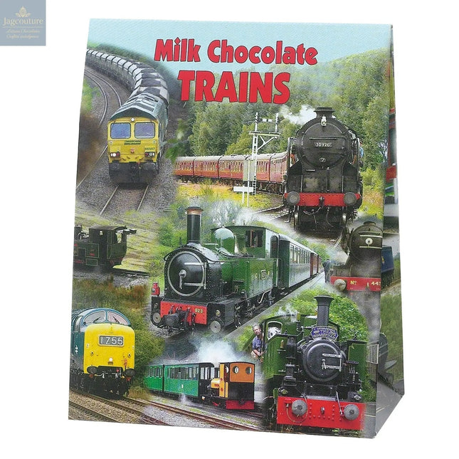 Milk chocolate trains in gift pack