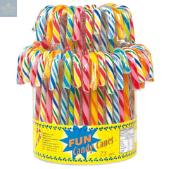 Multi-coloured fruit flavoured candy canes in display bucket (12.8cm) 13g