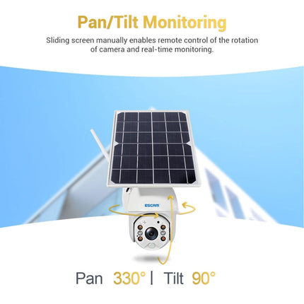 ESCAM QF280 HD 1080P IP66 Waterproof WiFi Solar Panel PT IP Camera without Battery, Support Night Vision / Motion Detection / TF Card / Two Way Audio, without Battery