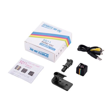 SQ11 Mini DV HD 1080P 6 LEDs Sport Recorder Camera with Holder, Support Monitor Detection & IR Night Vision & TF Card