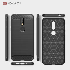 Brushed Texture Carbon Fiber Soft TPU Case for Nokia 7.1, Nokia 7.1, For Nokia 7.1