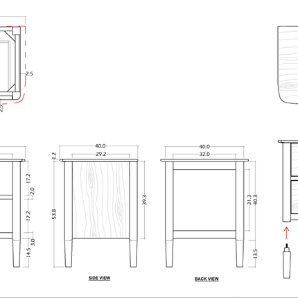Norway Walnut Wooden Bedside Table