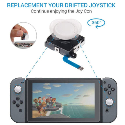 Game Console 3D Left Right Interoperability Rocker Remote Sensing Joystick for Nintendo Switch / Switch Lite, Joystick(White)