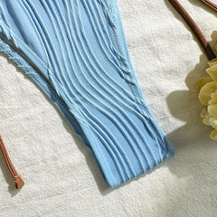 2025 Halter Wrinkled Weave Bikini Women Swimwear Female Swimsuit Two Pieces Bikini Set Brazilian Bathing Suit Swim Beach Wear