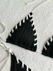 2025 Halter Wrinkled Weave Bikini Women Swimwear Female Swimsuit Two Pieces Bikini Set Brazilian Bathing Suit Swim Beach Wear