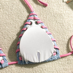 2025 Halter Wrinkled Weave Bikini Women Swimwear Female Swimsuit Two Pieces Bikini Set Brazilian Bathing Suit Swim Beach Wear