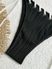 2025 Halter Wrinkled Weave Bikini Women Swimwear Female Swimsuit Two Pieces Bikini Set Brazilian Bathing Suit Swim Beach Wear