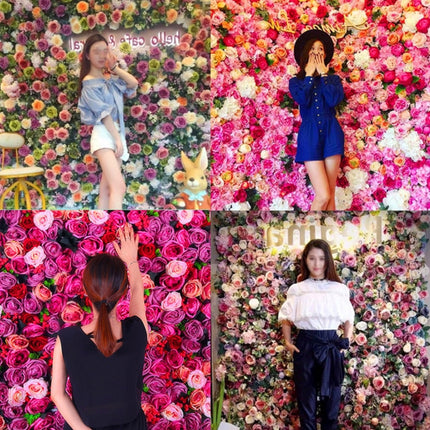 Blooming Rose Peony Hydrangea Artificial Encryption Flower DIY Wedding Wall Decoration Photo Background, Size: 60cm x 40cm, 60x40cm(Pink), 60x40cm(Blue and White), 60x40cm(Champagne), 60x40cm(Purple and Champagne), 60x40cm(Green and White)             ...