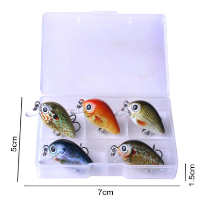 HENGJIA 5 PCS 2.7cm/1.5g Luya Rock Fishing Lures Bait Bionic Kit with Plastic Box