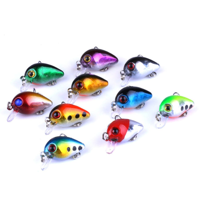 HENGJIA 10 PCS 3cm/1.5g Luya Rock Fishing Lures Bait Bionic Kit with Plastic Box