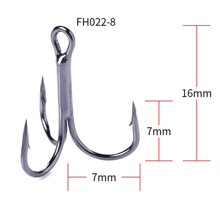 HENGJIA 20 PCS Classic Black High Carbon Steel Fishing Three-jaw Treble Hooks