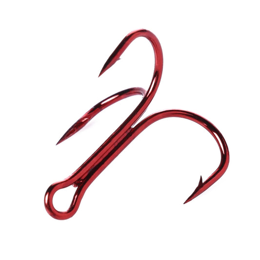 HENGJIA 20 PCS Classic Red High Carbon Steel Fishing Three-jaw Treble Hooks, 8# FH023