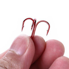 HENGJIA 20 PCS Classic Red High Carbon Steel Fishing Three-jaw Treble Hooks, 8# FH023