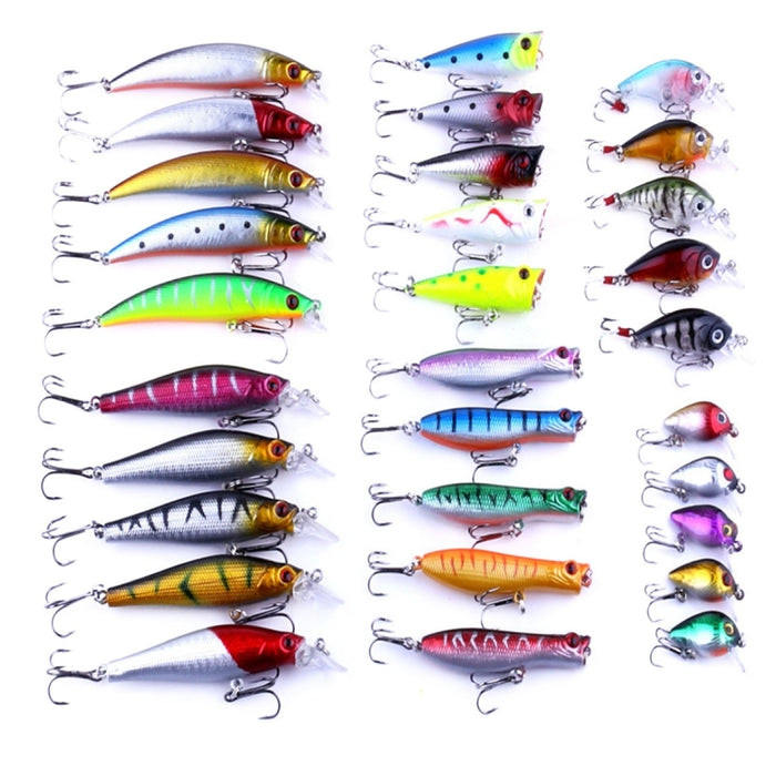 HENGJIA HENG JIA-SETL30 30 PCS Minnow Fishing Lure Set 6 Models Fishing Tackle Plastic Hard Bait, 30 PCS