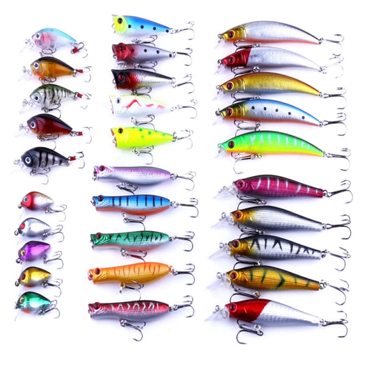 HENGJIA HENG JIA-SETL30 30 PCS Minnow Fishing Lure Set 6 Models Fishing Tackle Plastic Hard Bait, 30 PCS
