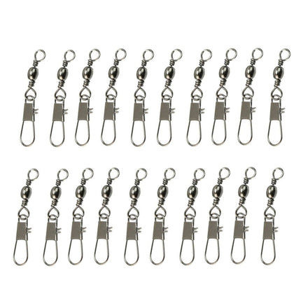 20pcs 8# 3.5cm Fishing Connectors Barrel Swivel with Safety Snap Ring, 20pcs 8# 3.5cm