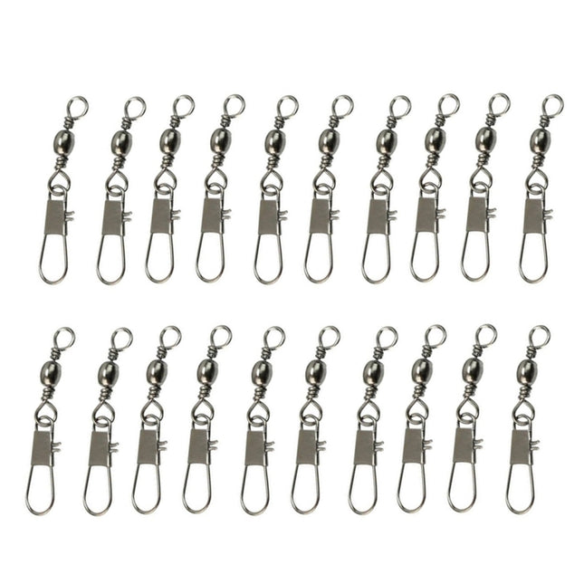 20pcs 8# 3.5cm Fishing Connectors Barrel Swivel with Safety Snap Ring, 20pcs 8# 3.5cm