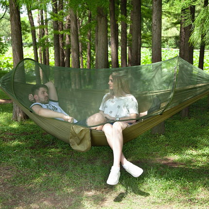 Portable Outdoor Camping Full-automatic Nylon Parachute Hammock with Mosquito Nets, Size : 250 x 120cm, 250x120cm Orange, 250x120cm Blue, 250x120cm Green, 250x120cm Pink Blue, 250x120cm Dark Green, 250x120cm Dark Blue, 250x120cm Black                  ...
