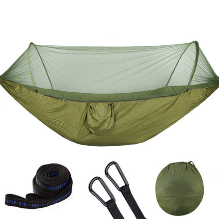 Portable Outdoor Camping Full-automatic Nylon Parachute Hammock with Mosquito Nets, Size : 250 x 120cm, 250x120cm Orange, 250x120cm Blue, 250x120cm Green, 250x120cm Pink Blue, 250x120cm Dark Green, 250x120cm Dark Blue, 250x120cm Black                  ...